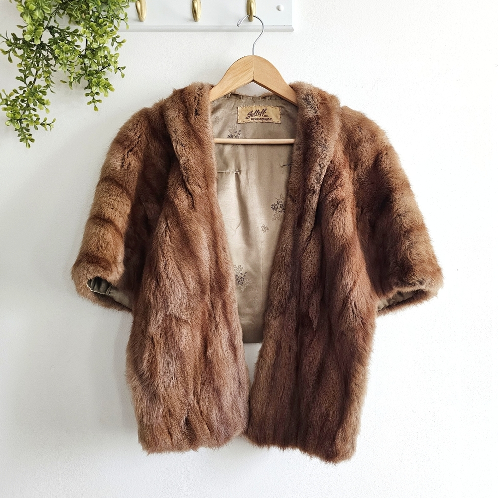 Vintage Jelleff’s Washington D.C. Mink Fur Stole/ Shrug Wrap 1950s Glam Elegance